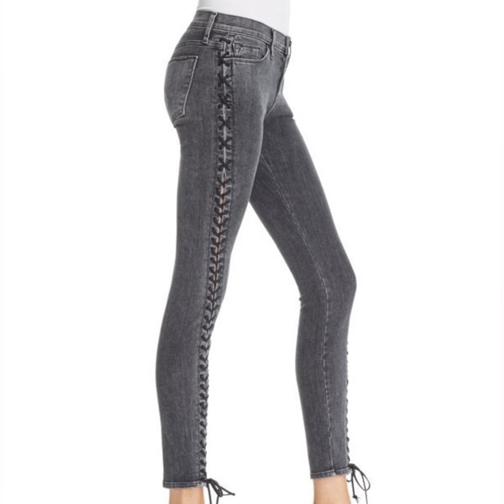 Hudson Jeans charcoal tie up detailed jeans. Size 27